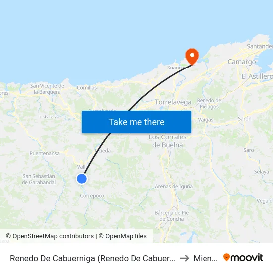 Renedo De Cabuerniga (Renedo De Cabuerniga) to Miengo map