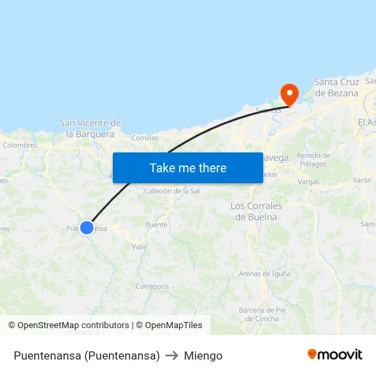 Puentenansa (Puentenansa) to Miengo map