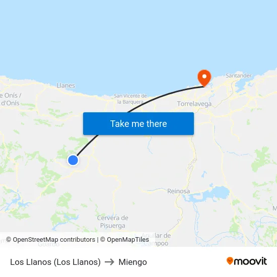 Los Llanos (Los Llanos) to Miengo map