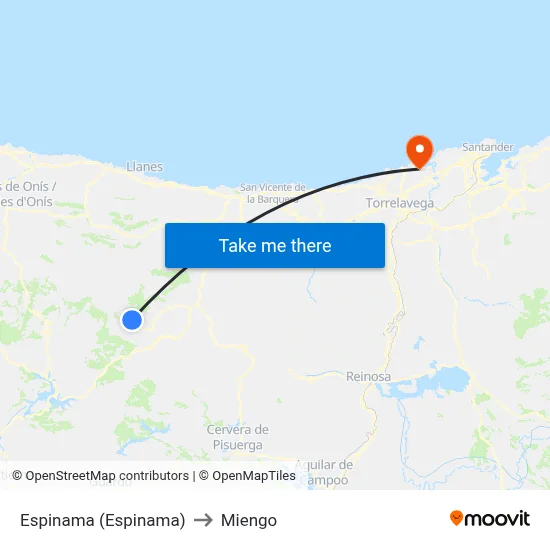 Espinama (Espinama) to Miengo map