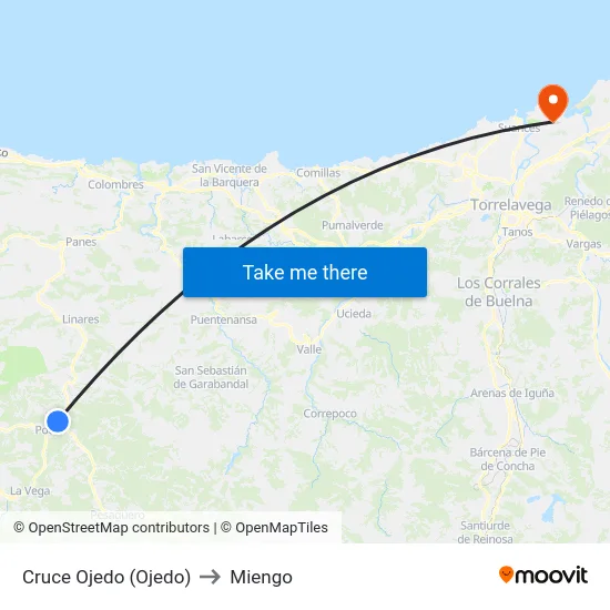 Cruce Ojedo (Ojedo) to Miengo map