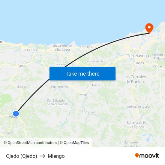 Ojedo (Ojedo) to Miengo map