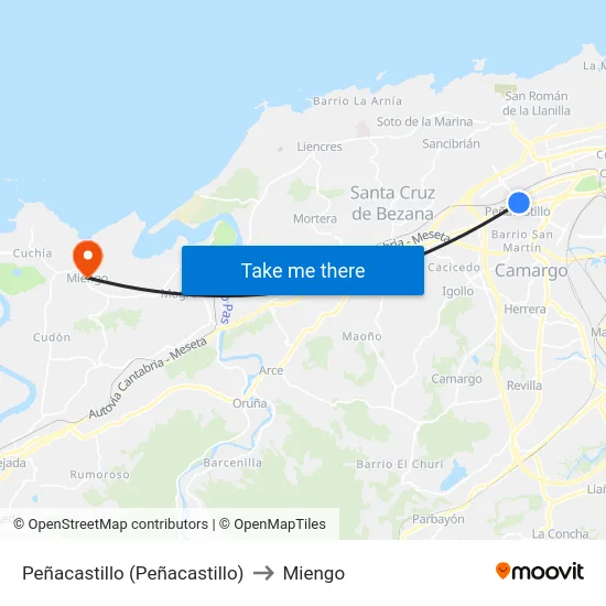 Peñacastillo (Peñacastillo) to Miengo map