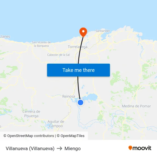 Villanueva (Villanueva) to Miengo map