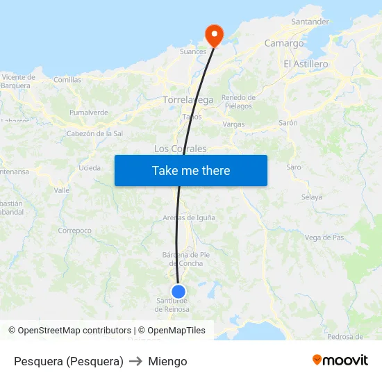 Pesquera (Pesquera) to Miengo map