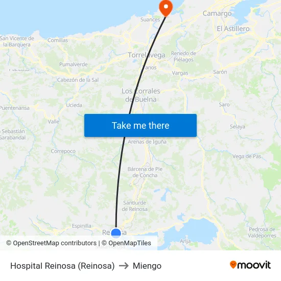 Hospital Reinosa (Reinosa) to Miengo map