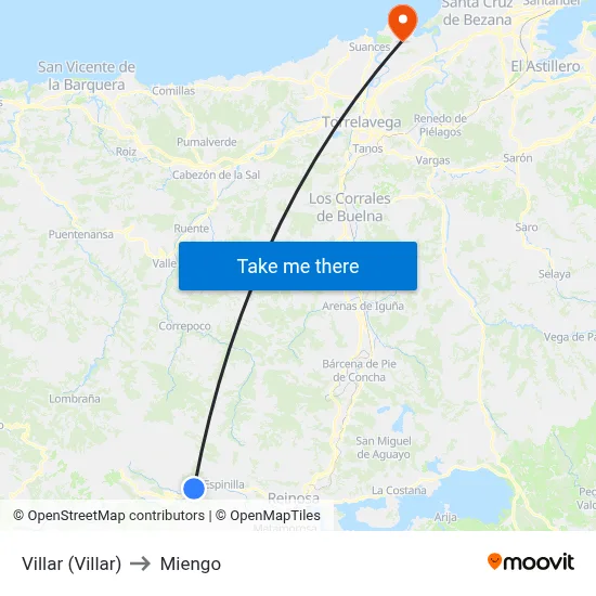 Villar (Villar) to Miengo map