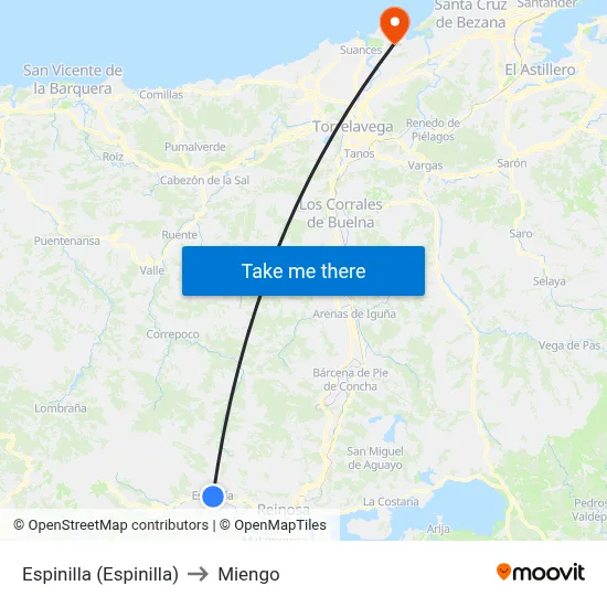 Espinilla (Espinilla) to Miengo map
