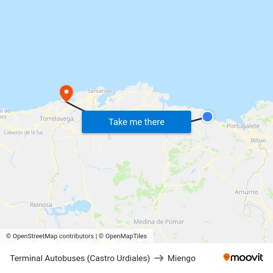 Terminal Autobuses (Castro Urdiales) to Miengo map