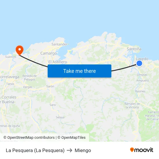 La Pesquera (La Pesquera) to Miengo map