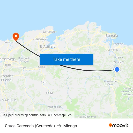 Cruce Cereceda (Cereceda) to Miengo map