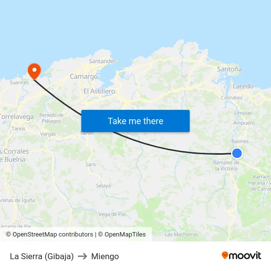 La Sierra (Gibaja) to Miengo map