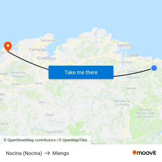 Nocina (Nocina) to Miengo map