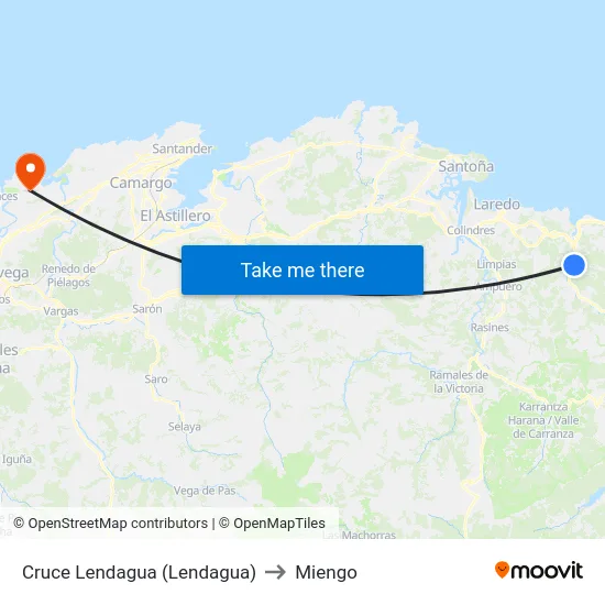 Cruce Lendagua (Lendagua) to Miengo map