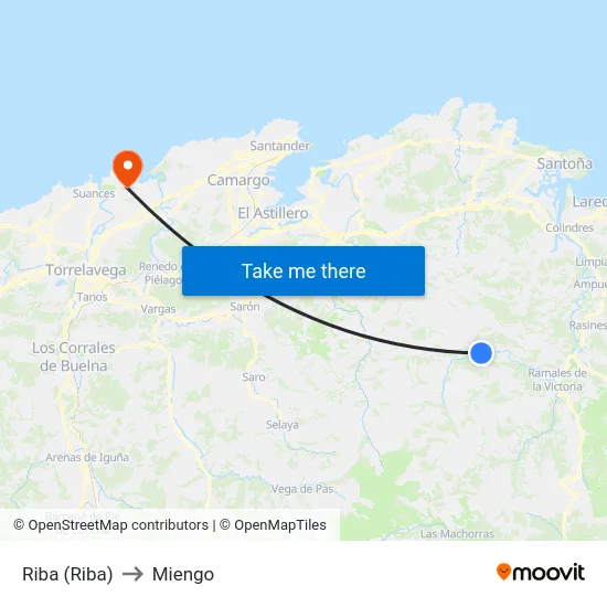 Riba (Riba) to Miengo map