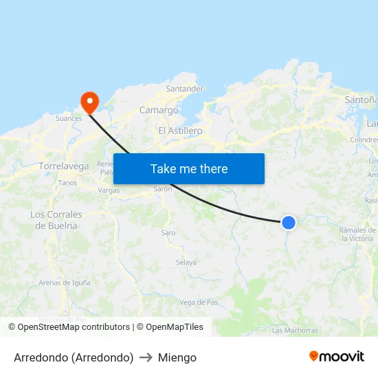 Arredondo (Arredondo) to Miengo map