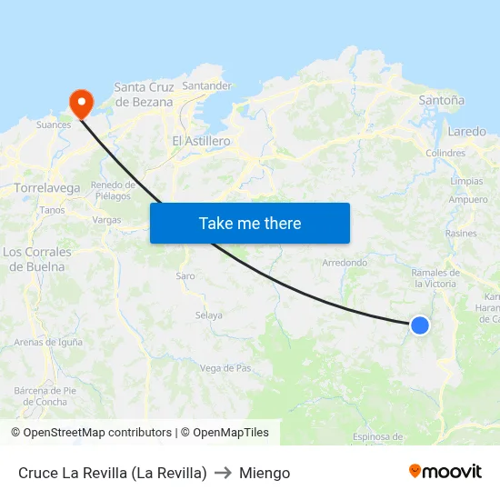 Cruce La Revilla (La Revilla) to Miengo map