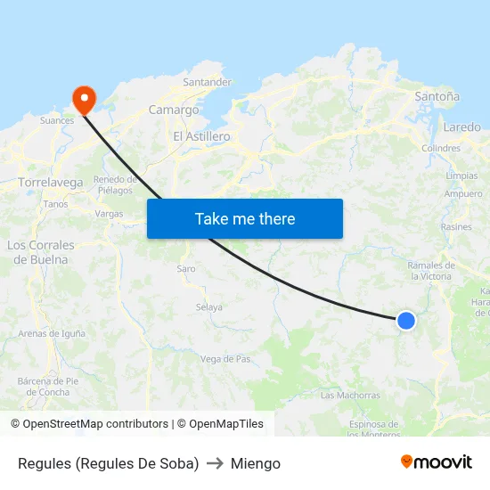 Regules (Regules De Soba) to Miengo map