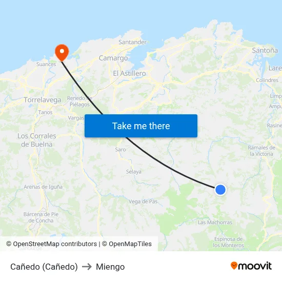 Cañedo (Cañedo) to Miengo map