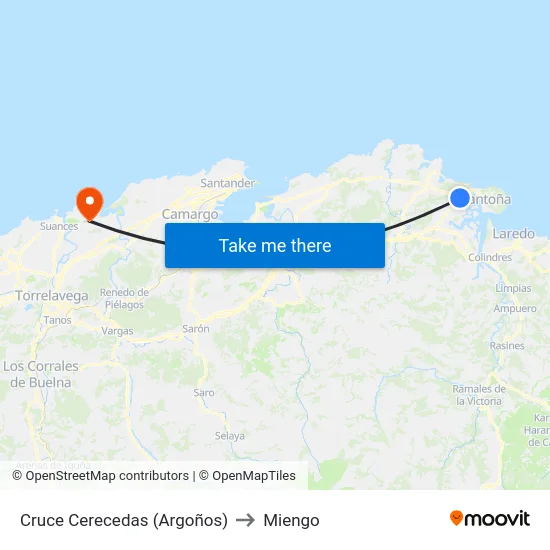Cruce Cerecedas (Argoños) to Miengo map