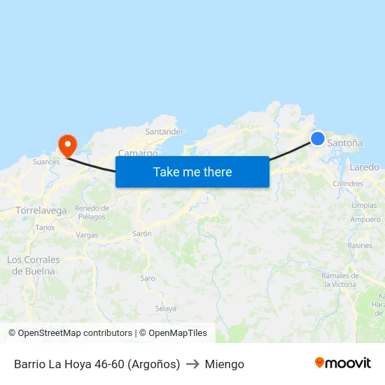 Barrio La Hoya 46-60 (Argoños) to Miengo map