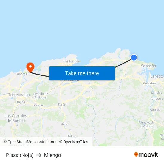 Plaza (Noja) to Miengo map