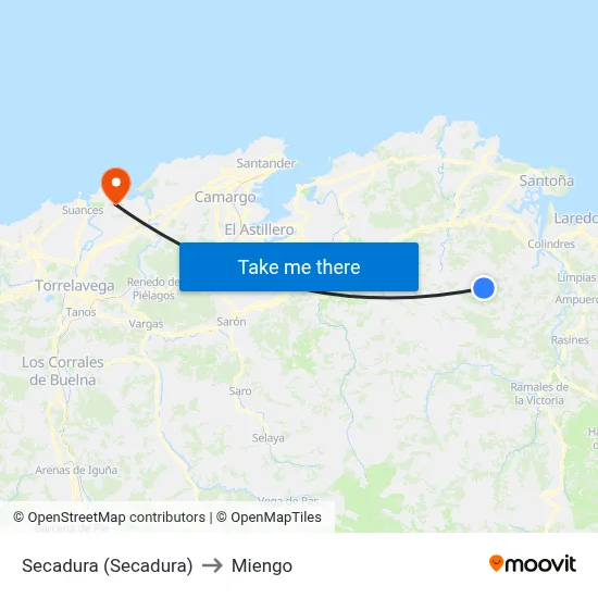 Secadura (Secadura) to Miengo map