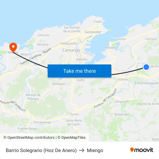 Barrio Solegrario (Hoz De Anero) to Miengo map