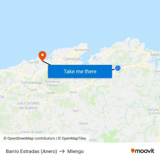 Barrio Estradas (Anero) to Miengo map