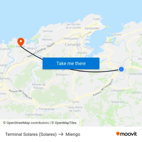 Terminal Solares (Solares) to Miengo map