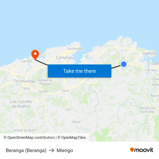 Beranga (Beranga) to Miengo map