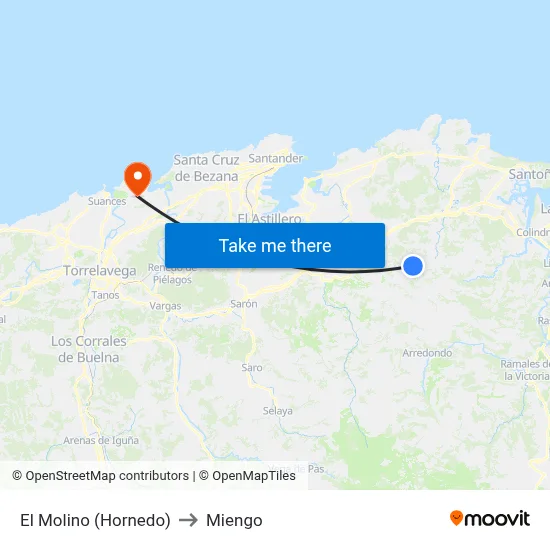 El Molino (Hornedo) to Miengo map