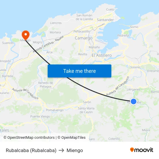 Rubalcaba (Rubalcaba) to Miengo map
