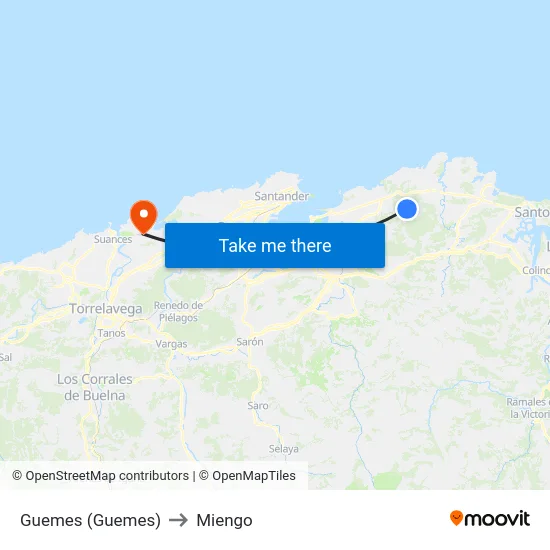 Guemes (Guemes) to Miengo map