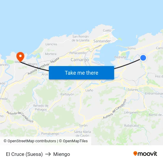 El Cruce (Suesa) to Miengo map