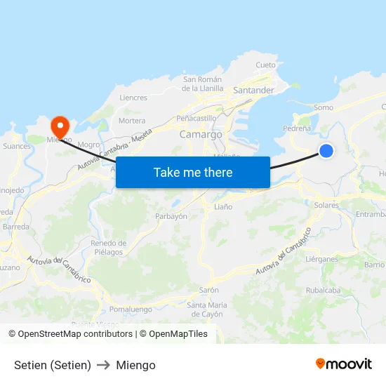 Setien (Setien) to Miengo map