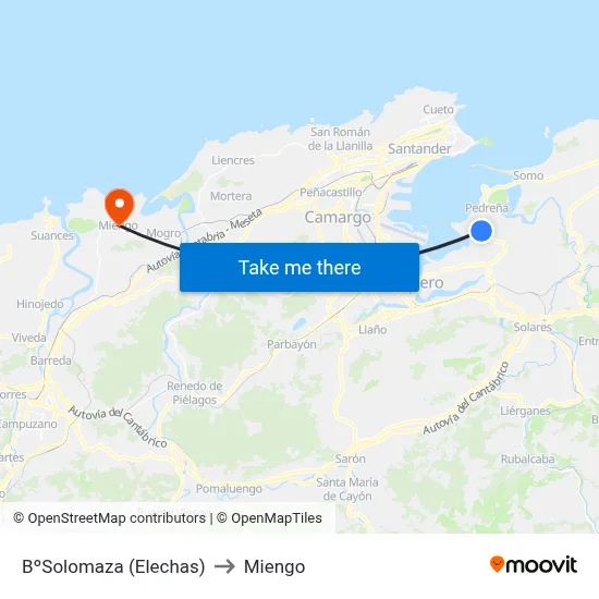 BºSolomaza (Elechas) to Miengo map