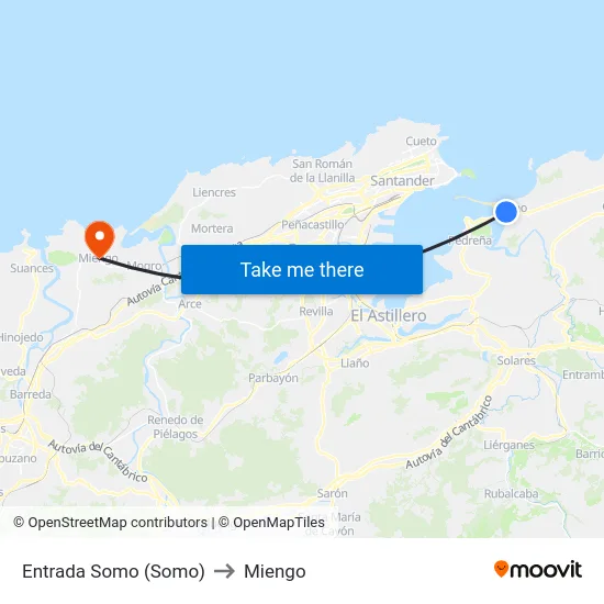 Entrada Somo (Somo) to Miengo map