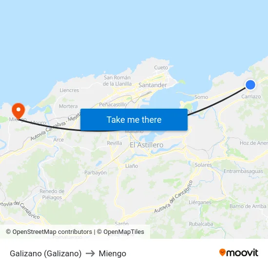 Galizano (Galizano) to Miengo map