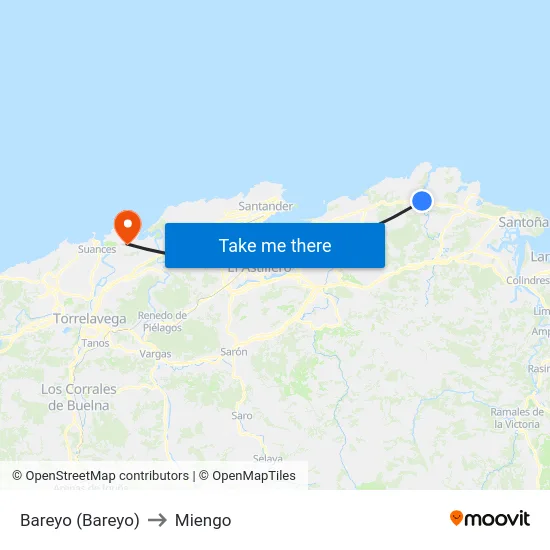 Bareyo (Bareyo) to Miengo map