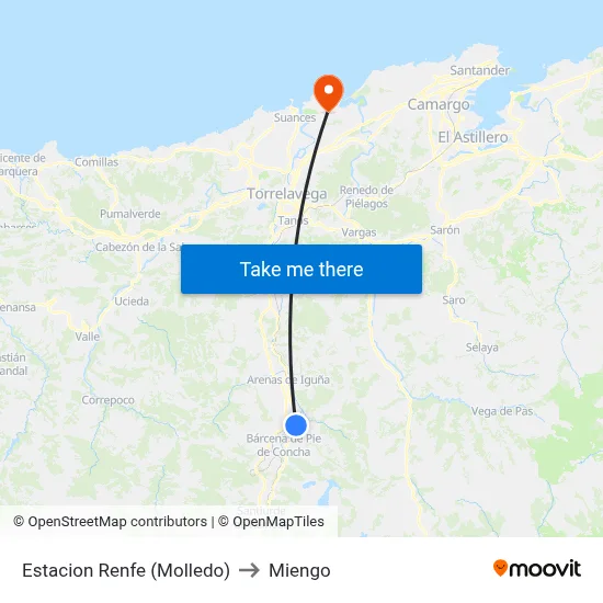 Estacion Renfe (Molledo) to Miengo map