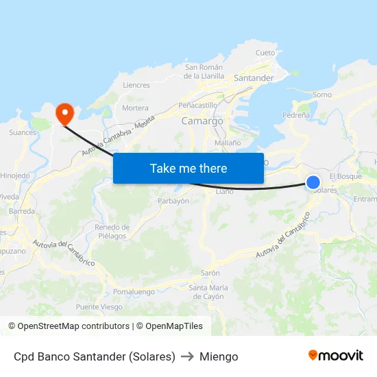 Cpd Banco Santander (Solares) to Miengo map