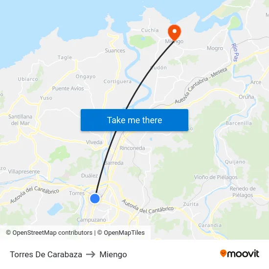 Torres De Carabaza to Miengo map