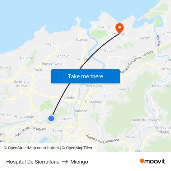 Hospital De Sierrallana to Miengo map