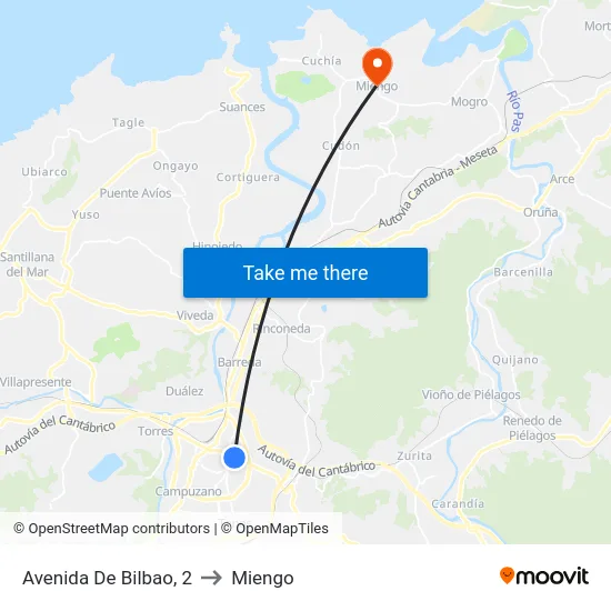 Avenida De Bilbao, 2 to Miengo map