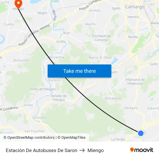 Estación De Autobuses De Saron to Miengo map
