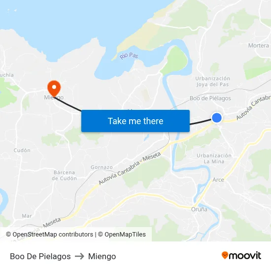 Boo De Pielagos to Miengo map