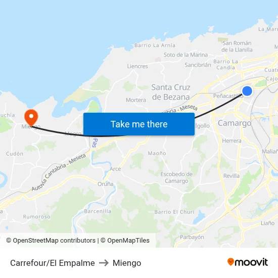 Carrefour/El Empalme to Miengo map