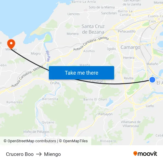 Crucero Boo to Miengo map