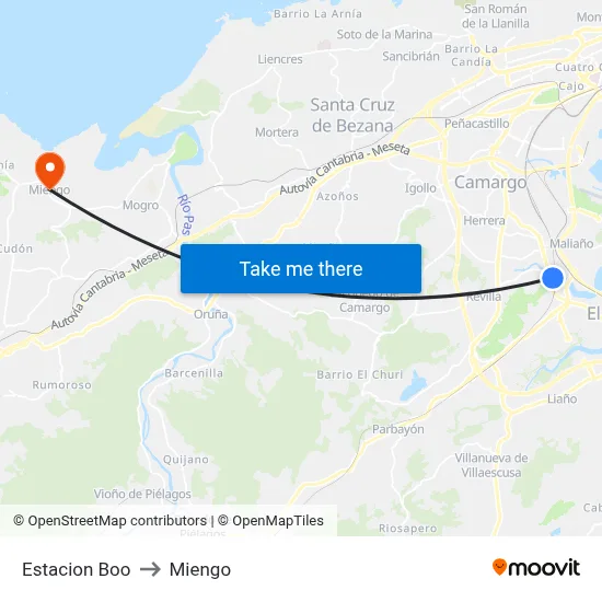 Estacion Boo to Miengo map